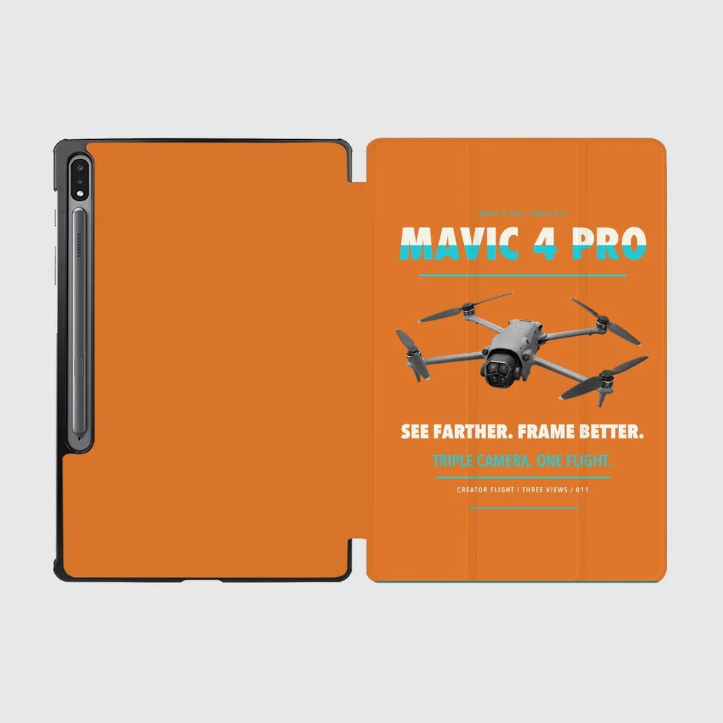 DJI Mavic 4 Pro design on orange samsung tablet tablet case