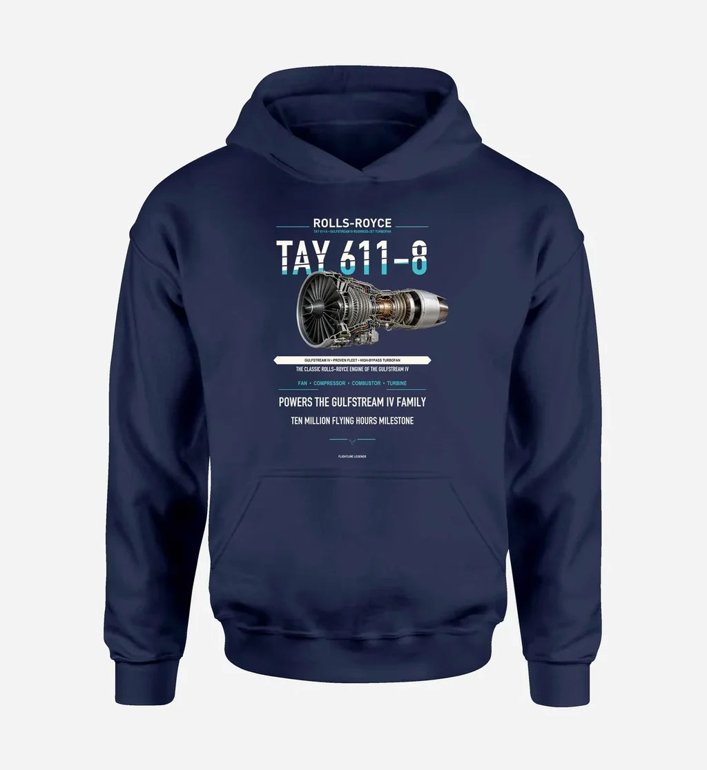TAY 611-8 design on navy blue hoodie single side