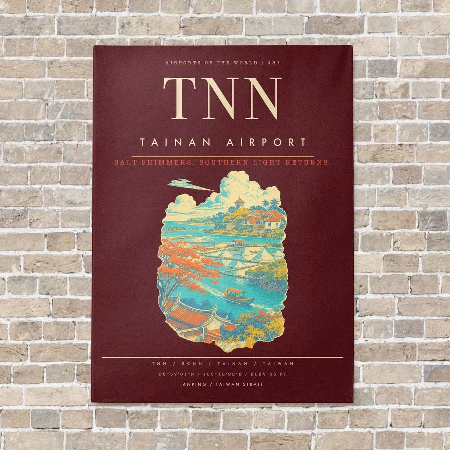 Tainan Airport TNN - Canvas Framed - Dark Red