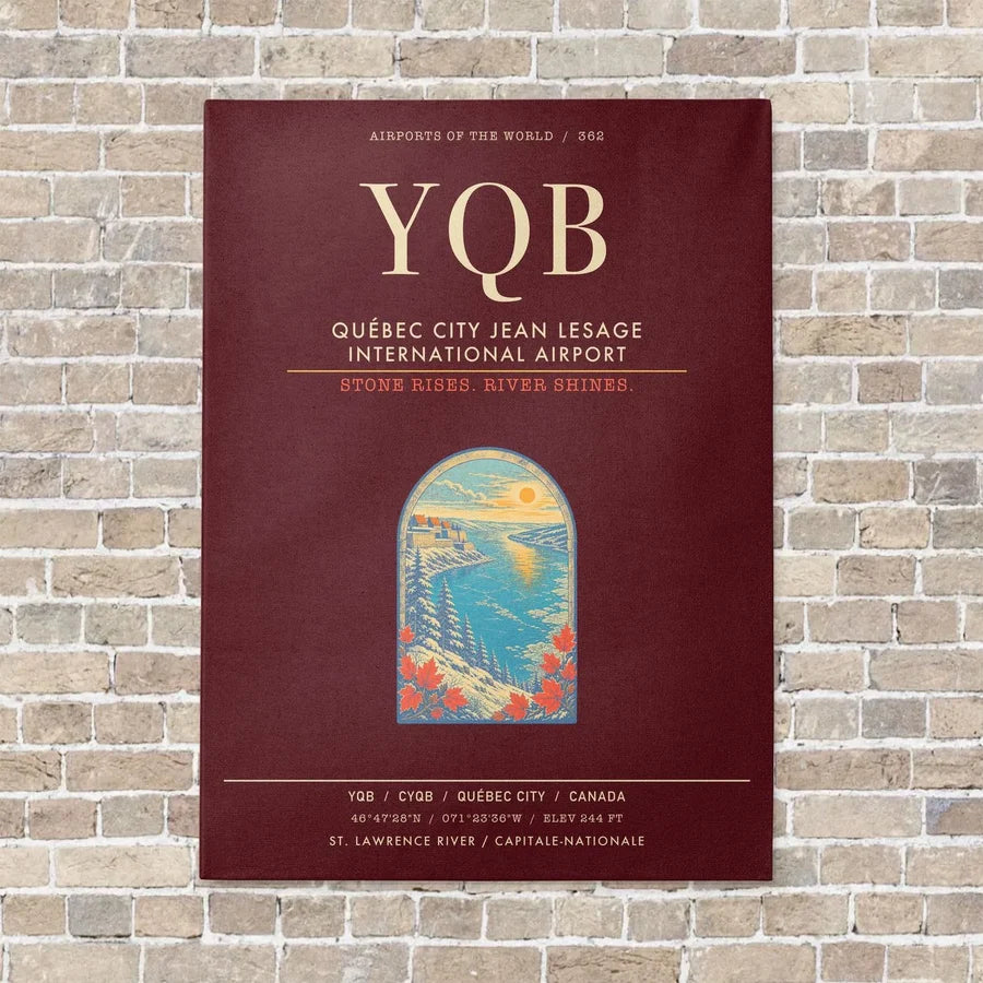 Quebec City Jean Lesage International Airport YQB - Canvas Framed - Dark Red