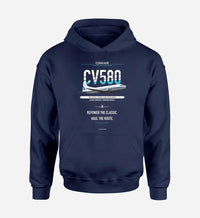 Thumbnail for Convair 580 design on navy blue hoodie single side