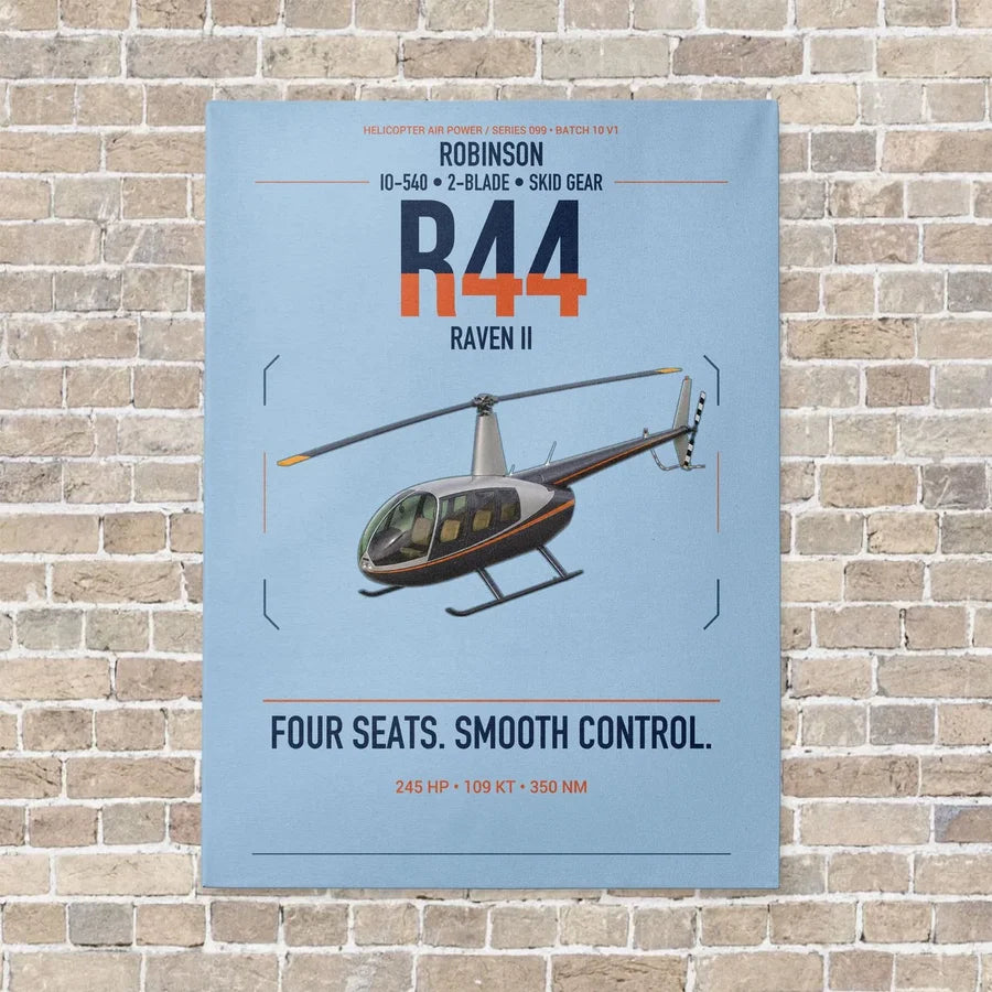 Robinson R44 Raven II vertical canvas print - no frame - light blue background