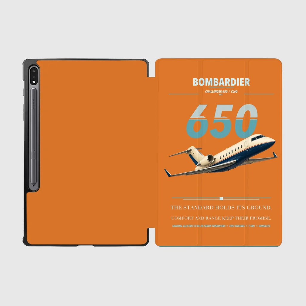 Bombardier Challenger 650 design on orange samsung tablet tablet case
