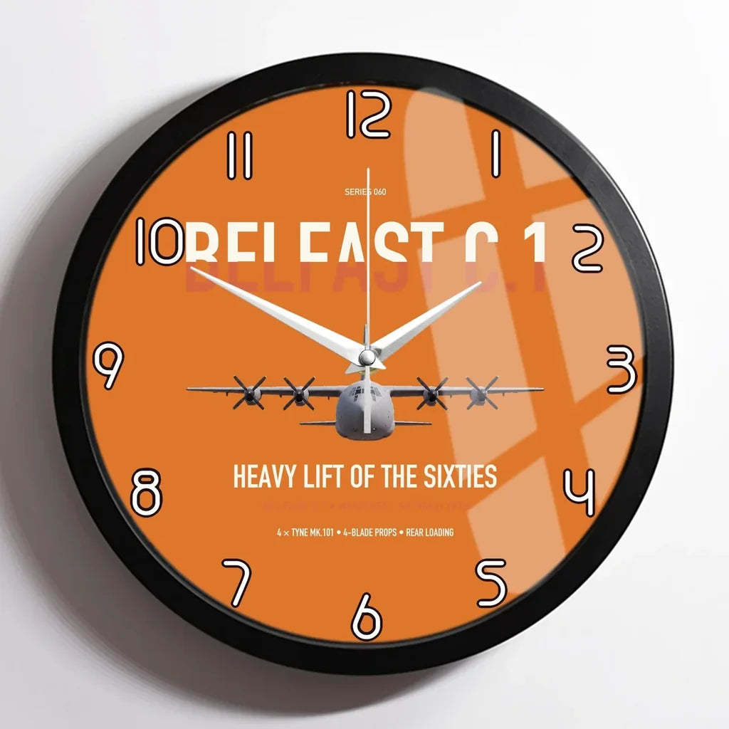 Short Belfast C.1 design on orange framed wall clock