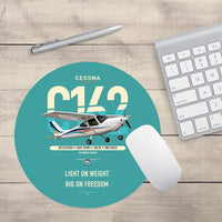 Thumbnail for Cessna 162 Skycatcher design on turquoise round mouse pad
