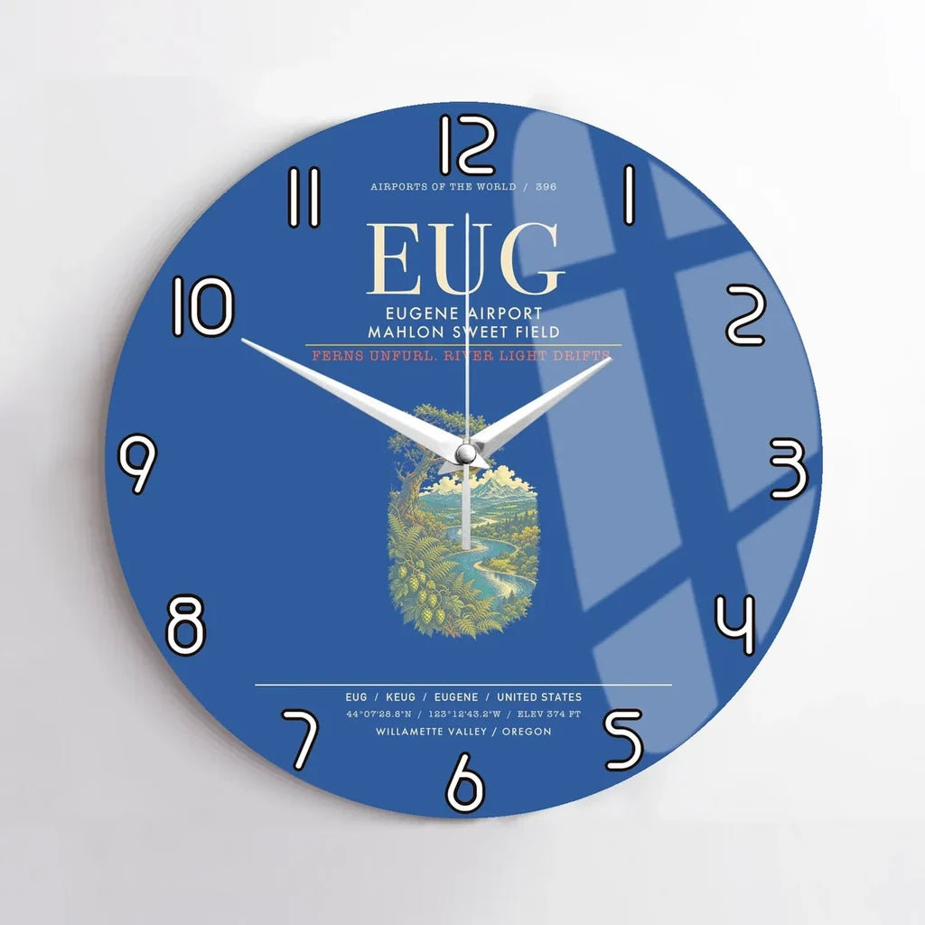 Eugene Airport Mahlon Sweet Field EUG Wall-Clock No-Frame - Blue