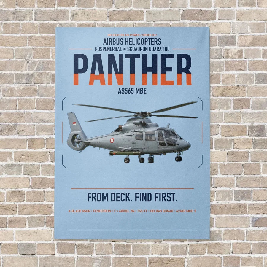 Airbus Helicopters AS565 MBe Panther vertical canvas print - no frame - light blue background