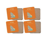 Thumbnail for Lal Bahadur Shastri International Airport (VNS) design on orange 4 pieces set coaster