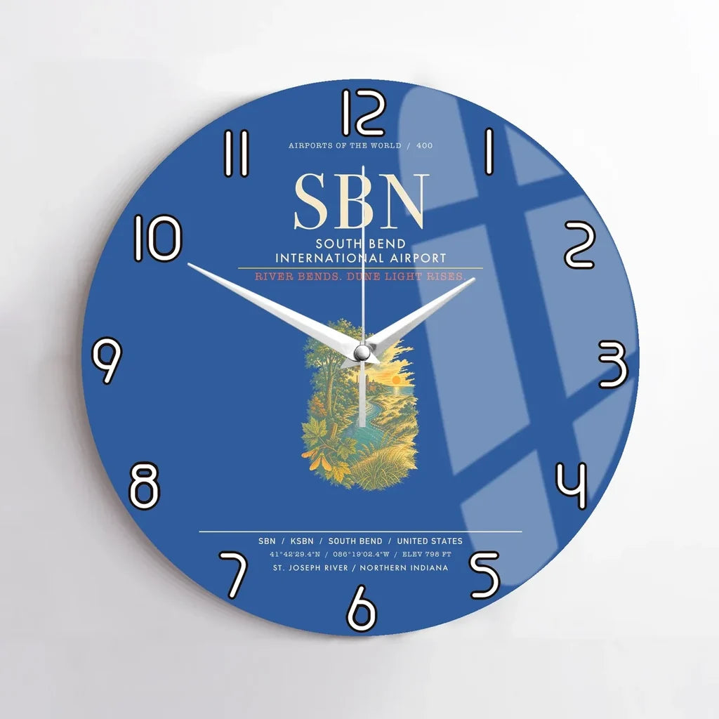 South Bend International Airport SBN Wall-Clock No-Frame - Blue
