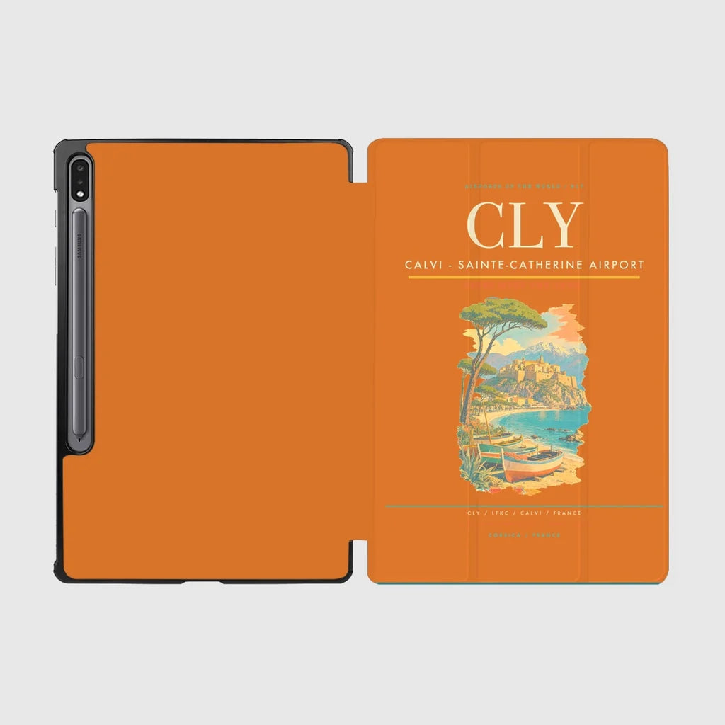 Calvi (CLY) design on orange samsung tablet tablet case