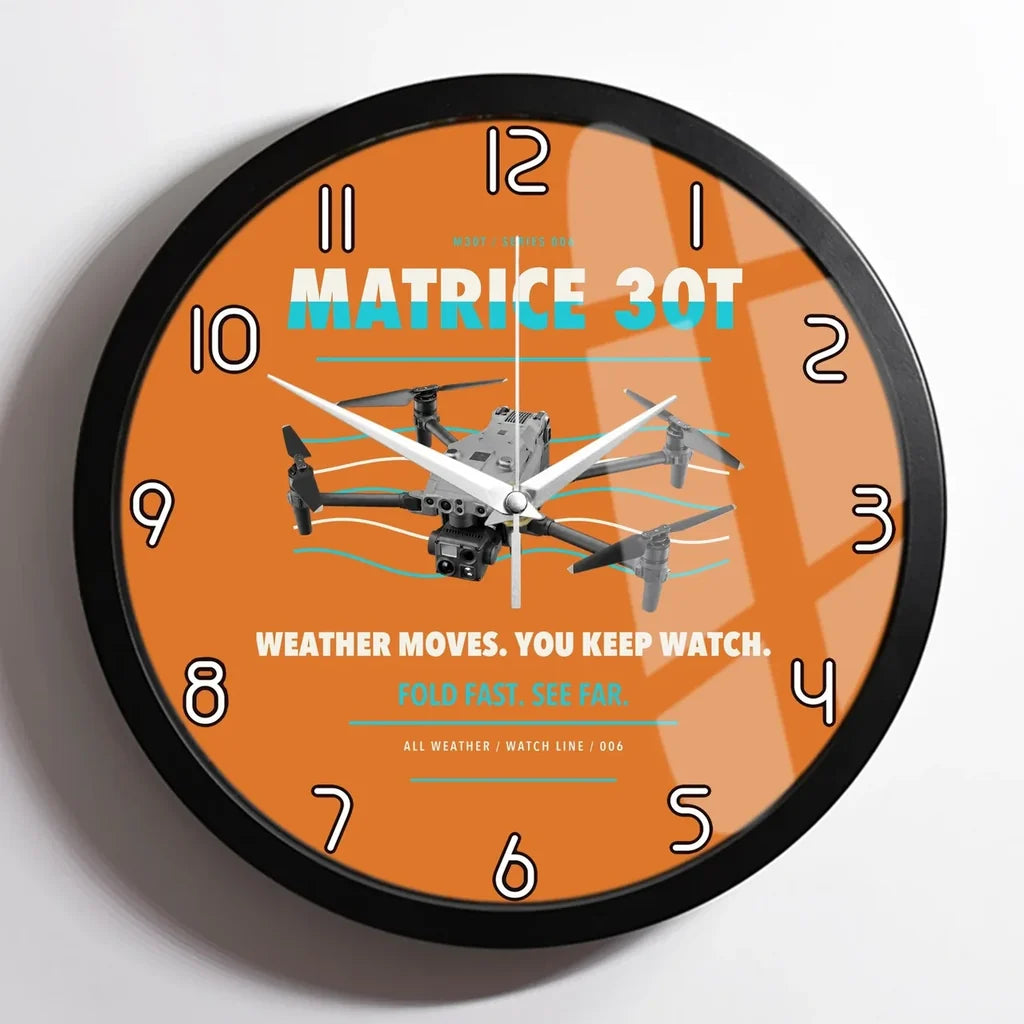 DJI Matrice 30T design on orange framed wall clock