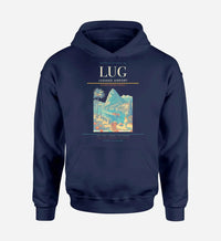 Thumbnail for Lugano Airport (LUG) design on navy blue hoodie single-side print