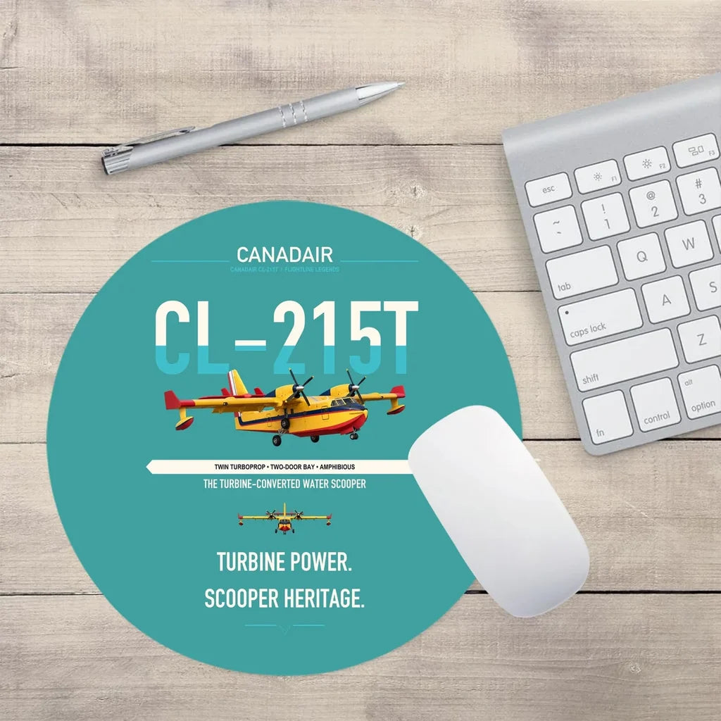 Canadair CL-215T design on turquoise round mouse pad