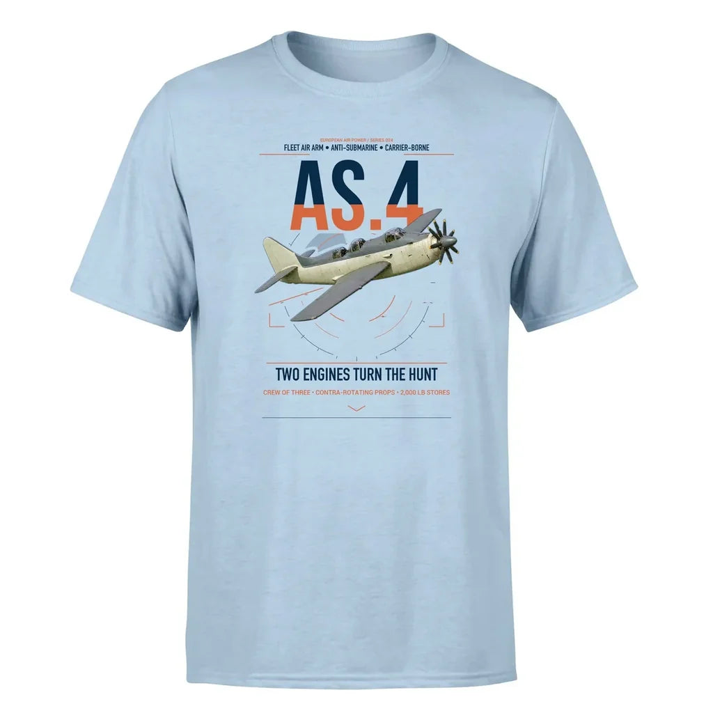 Fairey Gannet AS.4 design on light blue t-shirt, single-side print