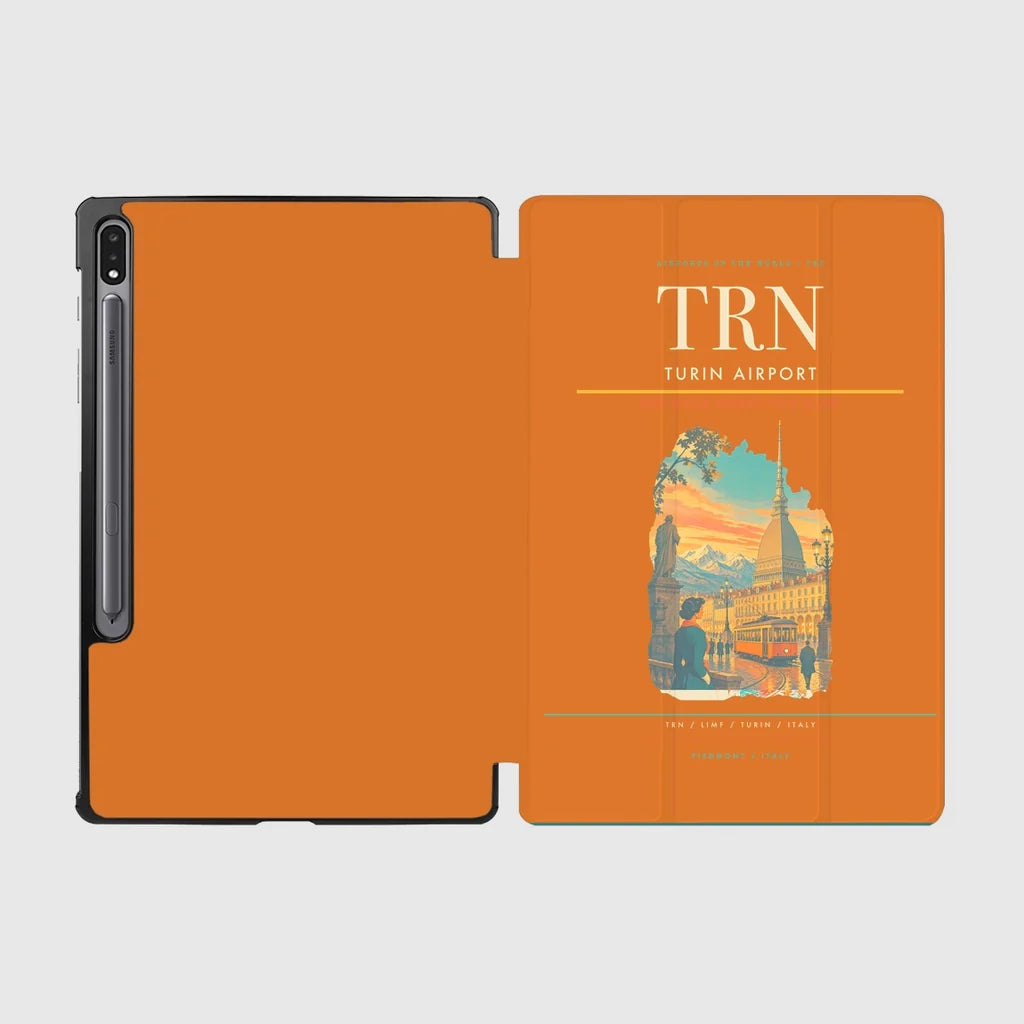 Turin Airport (TRN) design on orange samsung tablet tablet case