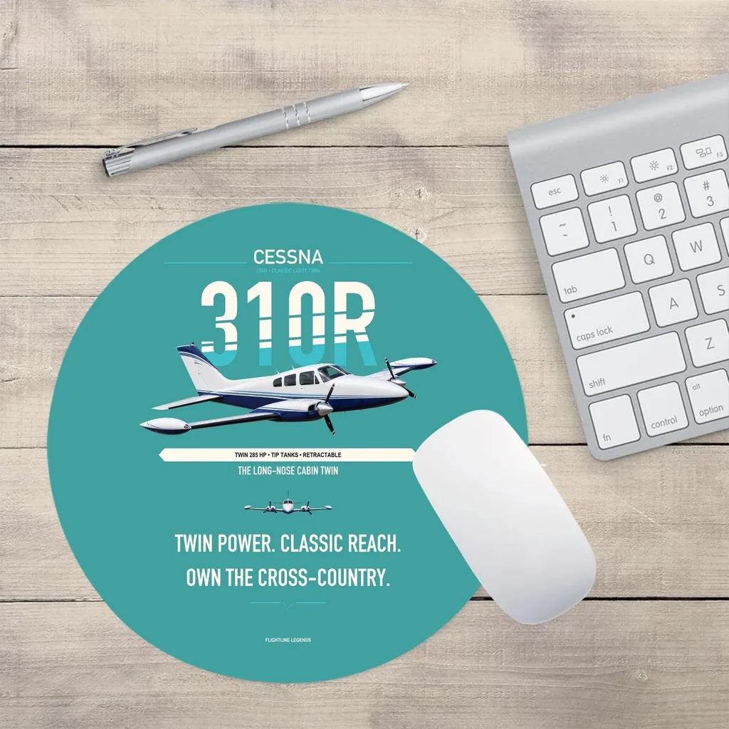 Cessna 310R design on turquoise round mouse pad