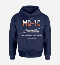 Thumbnail for MQ-1C Gray Eagle ER design on navy blue double-side hoodie, single-side print