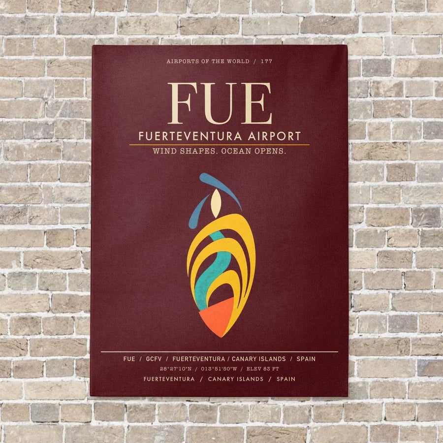 Fuerteventura Airport FUE - Canvas Framed - Dark Red