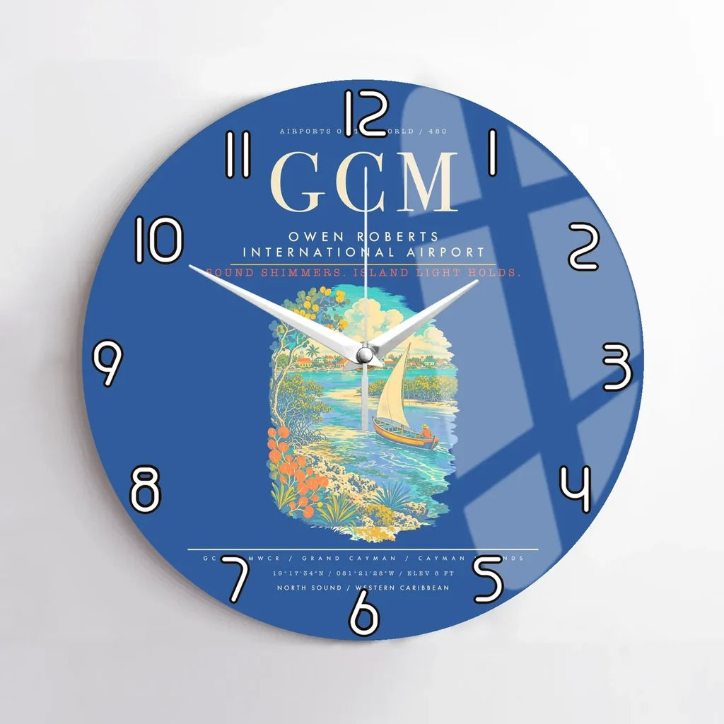Owen Roberts International Airport GCM Wall-Clock No-Frame - Blue