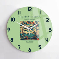 Thumbnail for VINTAGE G4044 - The Stunt School - Designed Wall Clocks design on lightgreen no-frame