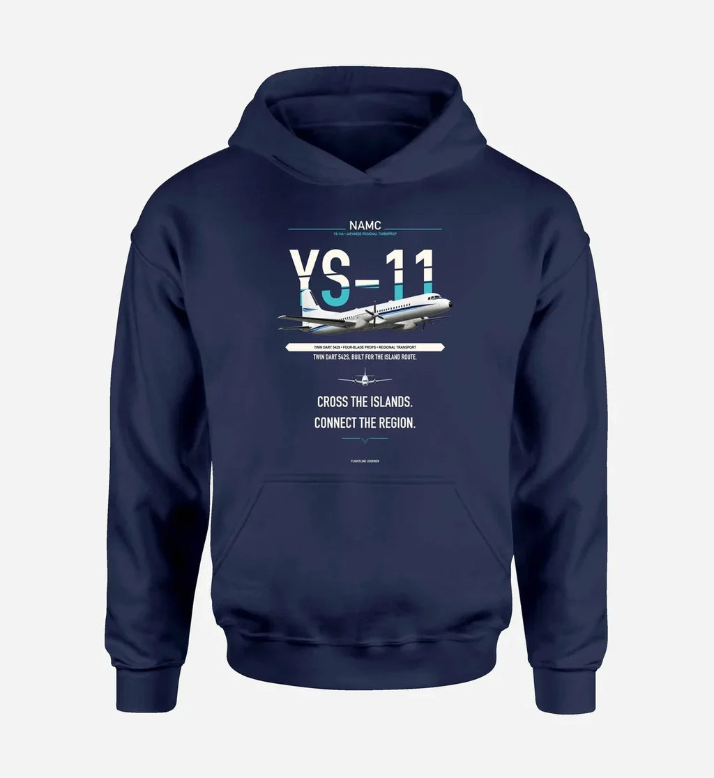 NAMC YS-11A design on navy blue hoodie single side