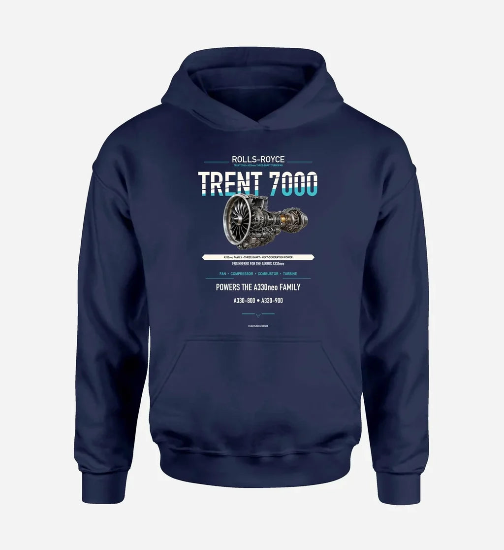 TRENT 7000 design on navy blue hoodie single side