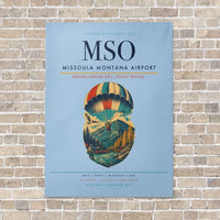 Thumbnail for Missoula Montana Airport MSO vertical canvas print - no frame - light blue background