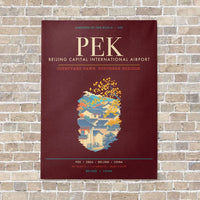 Thumbnail for Beijing Capital International Airport PEK - Canvas Framed - Dark Red