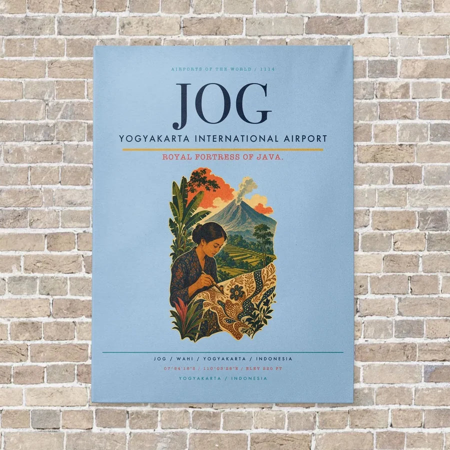 Yogyakarta International Airport JOG vertical canvas print - no frame - light blue background