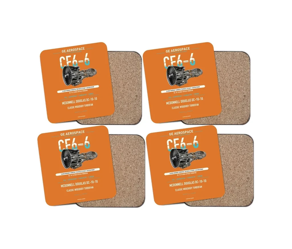 CF6-6 design on orange 4 pieces set coaster