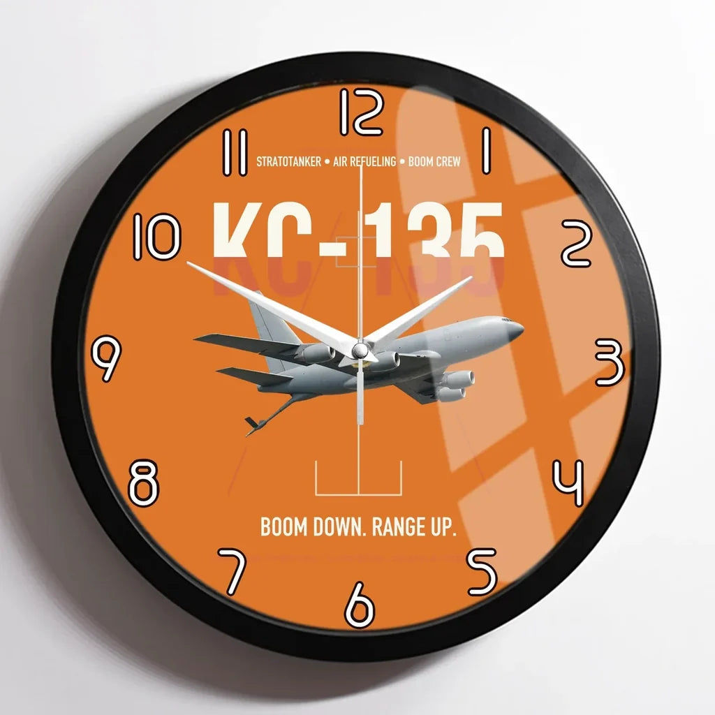 KC-135 STRATOTANKER design on orange framed wall clock