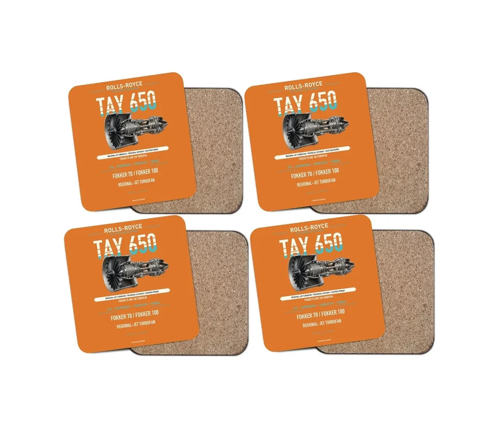 TAY 650 design on orange 4 pieces set coaster