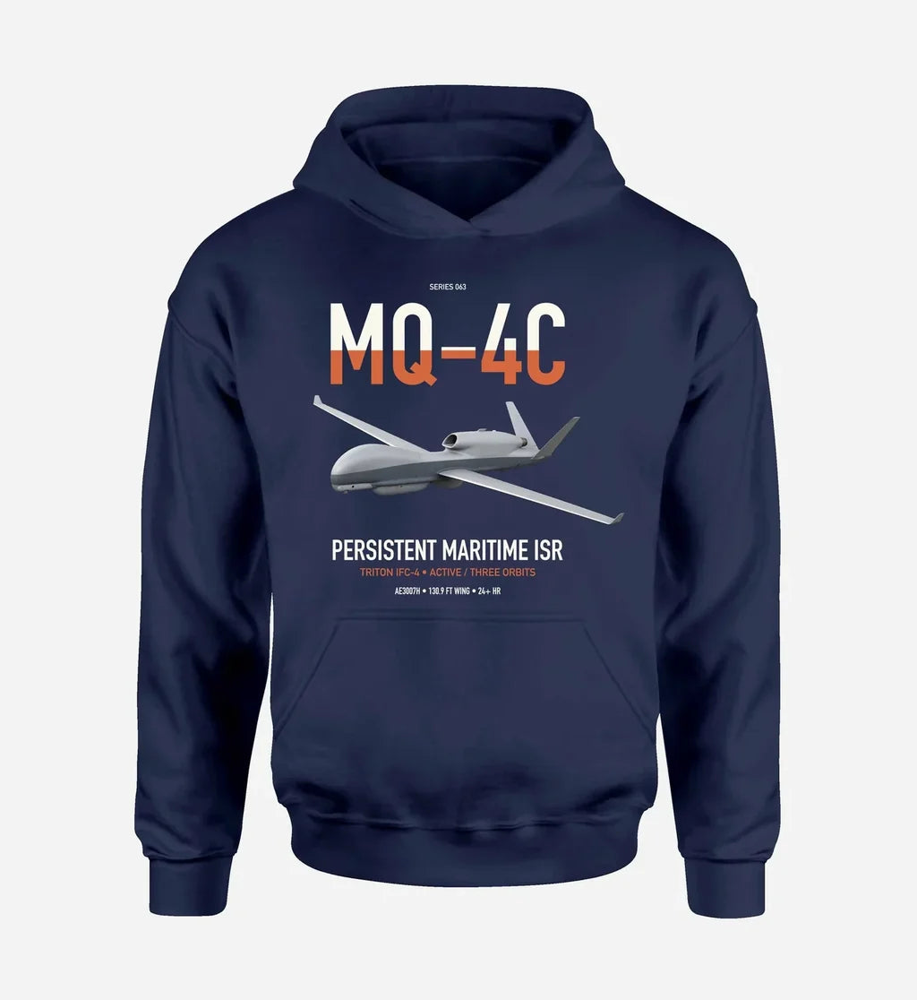 MQ-4C Triton IFC-4 design on navy blue double-side hoodie, single-side print