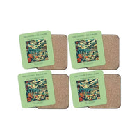 Thumbnail for The Coconut Telegraph - Designed Coasters design on light green 4-pieces-set