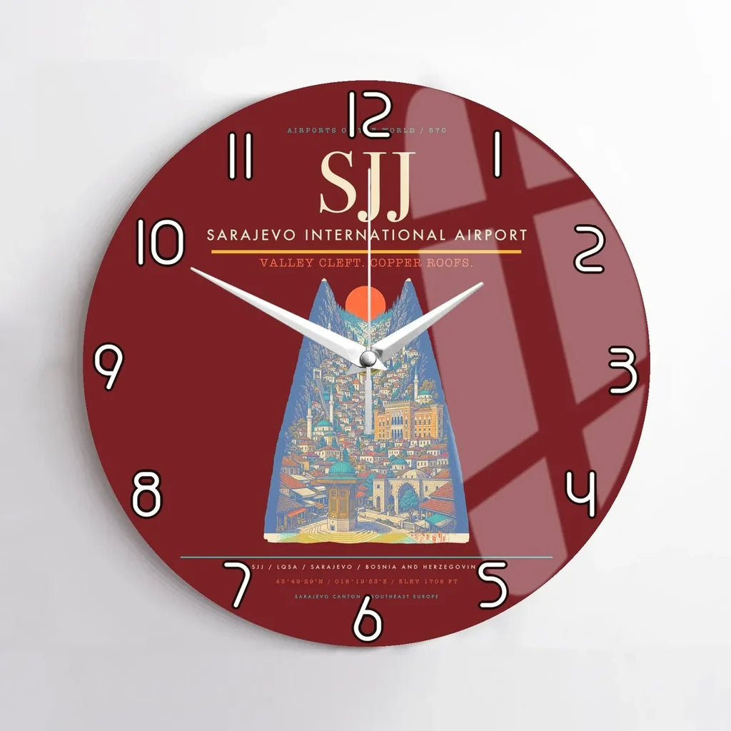 Sarajevo International Airport SJJ Wall-Clock No-Frame - Dark Red