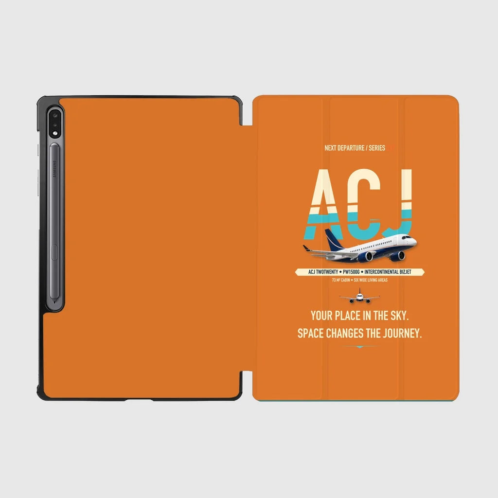 Airbus ACJ TwoTwenty design on orange samsung tablet tablet case