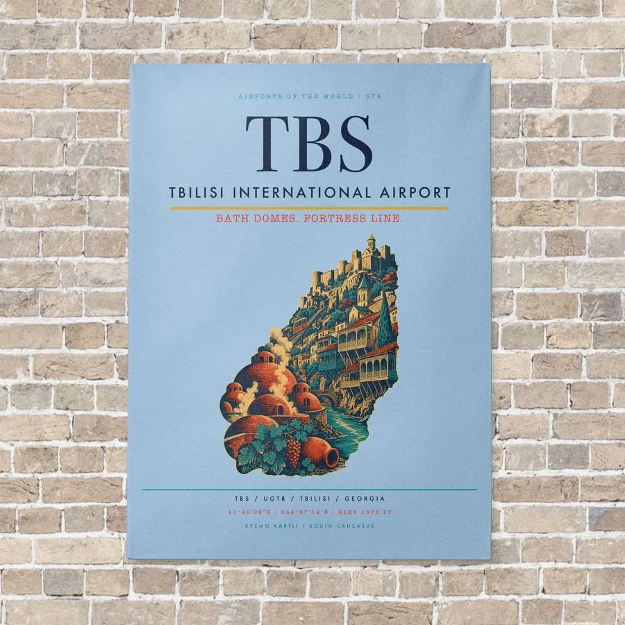 Tbilisi International Airport TBS vertical canvas print - no frame - light blue background