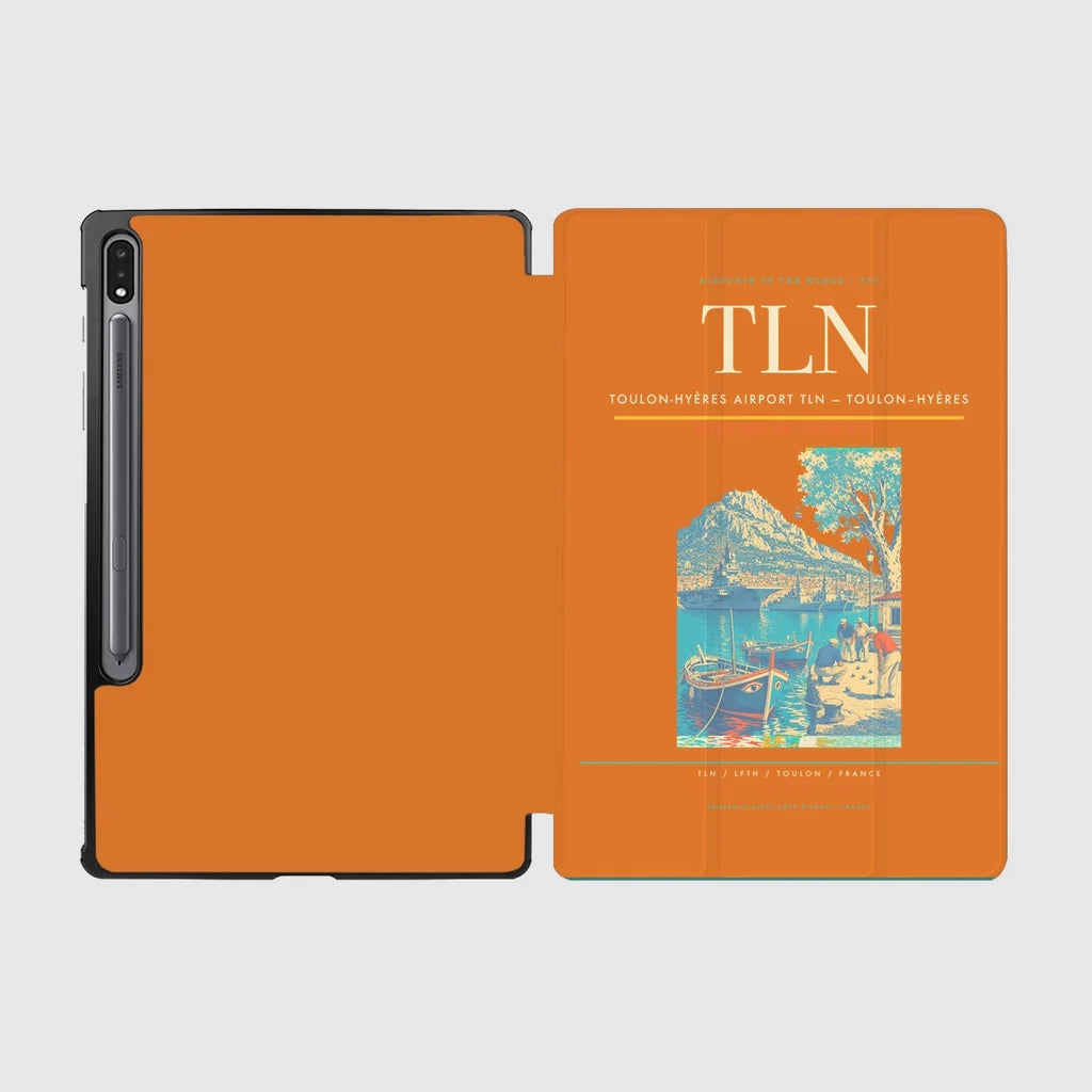 Toulon-Hyères Airport (TLN) design on orange samsung tablet tablet case