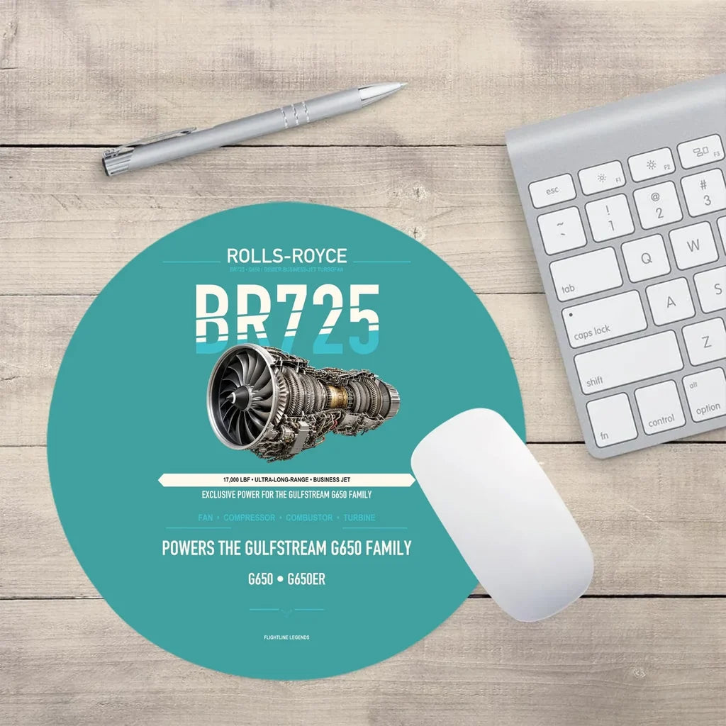 BR725 design on turquoise round mouse pad