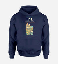 Thumbnail for Pantelleria Airport (PNL) design on navy blue hoodie single-side print