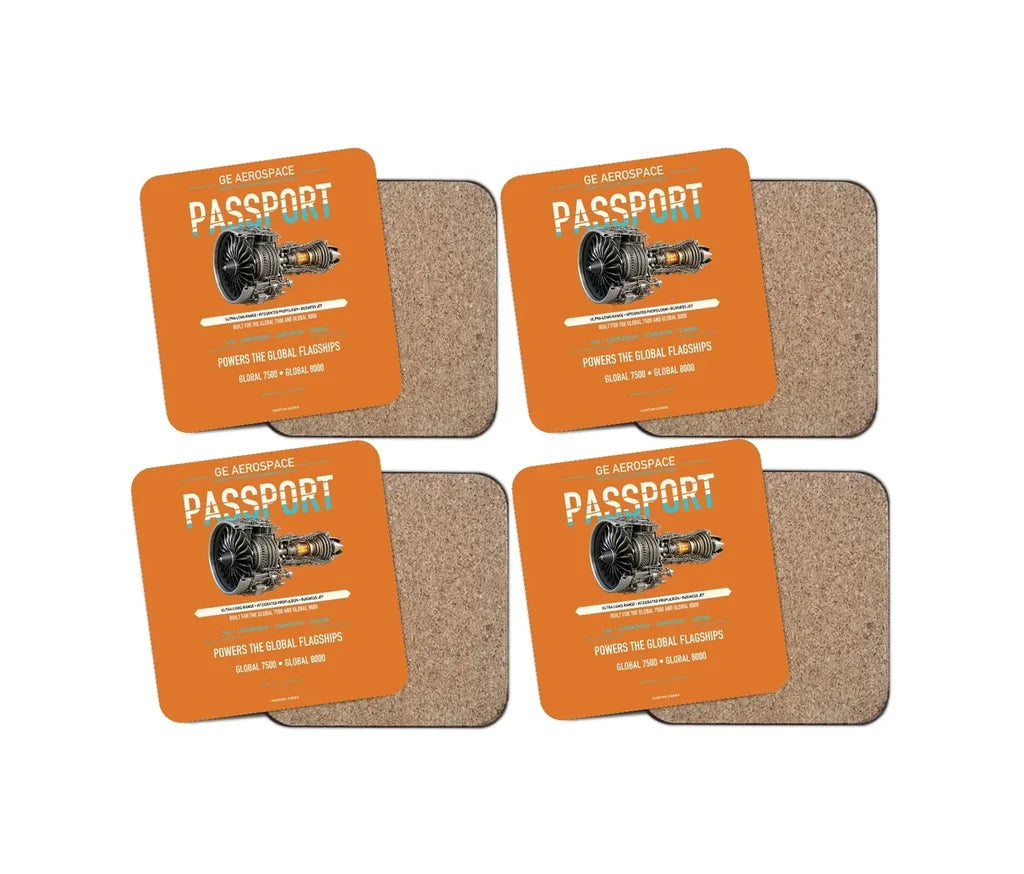 Embraer ERJ145 design on orange 4 pieces set coaster