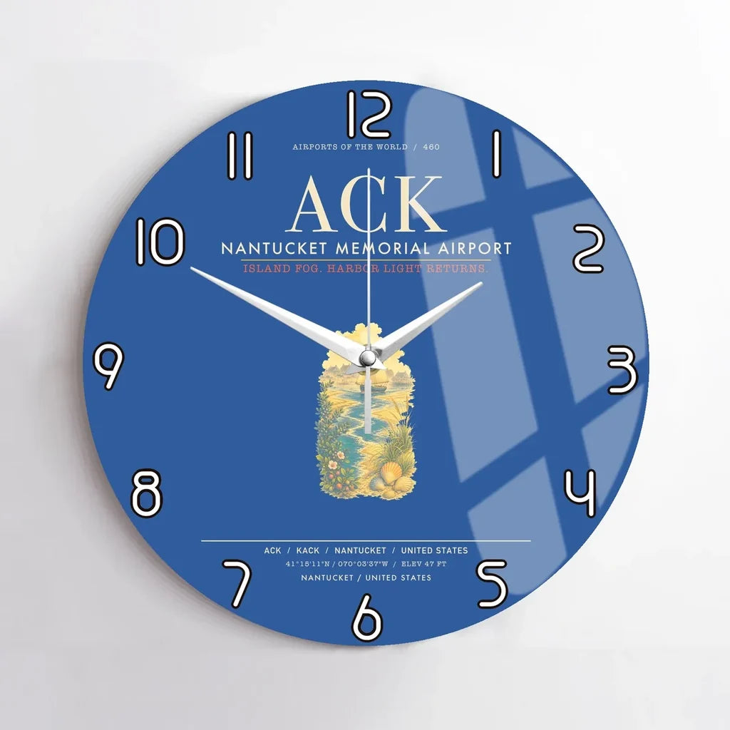 Nantucket Memorial Airport ACK Wall-Clock No-Frame - Blue