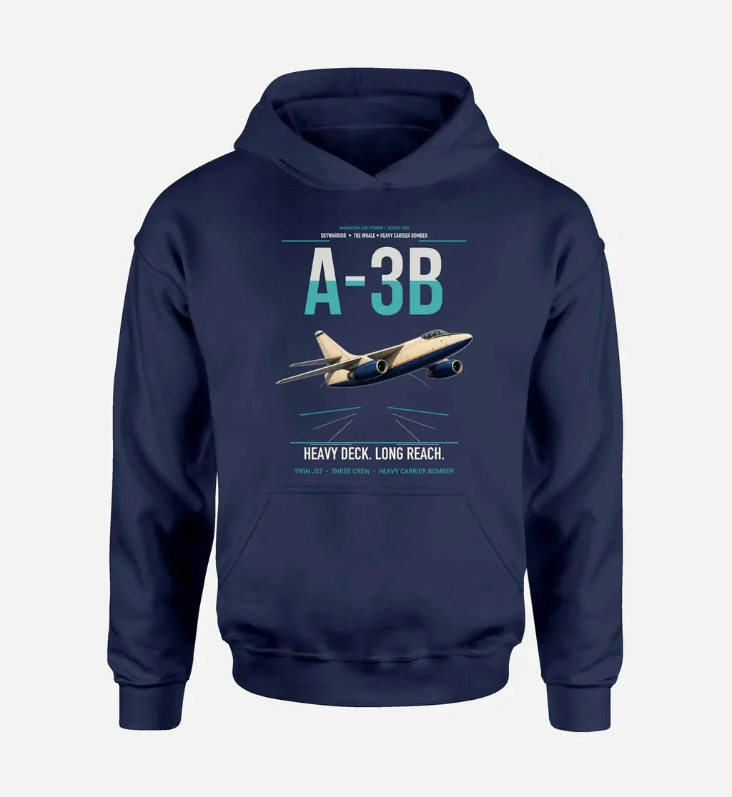 A-3B Skywarrior design on navy blue double-side hoodie