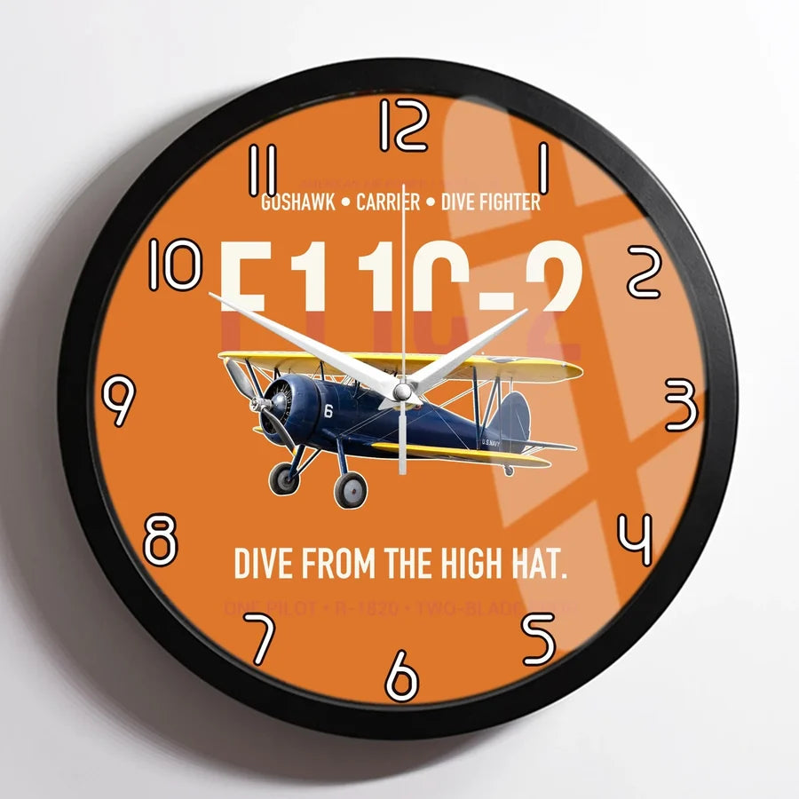 F11C-2 Goshawk Dive from the High Hat design on orange framed wall clock