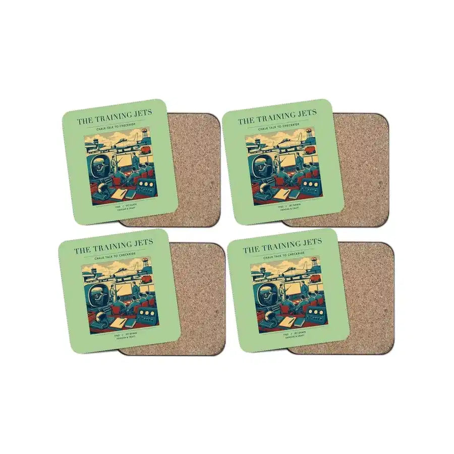 The Training Jets - Designed Coasters design on light green 4-pieces-set