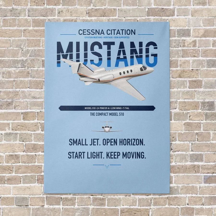 Cessna Citation Mustang vertical canvas print - no frame - light blue background