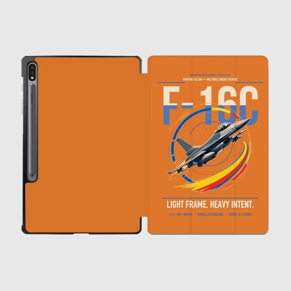 F-16C Fighting Falcon design on orange samsung tablet tablet case