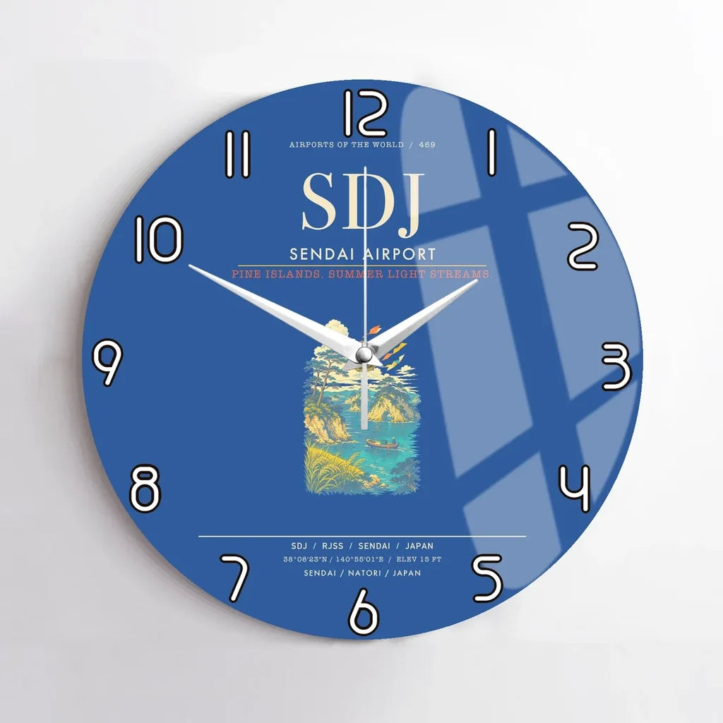 Sendai Airport SDJ Wall-Clock No-Frame - Blue