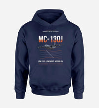 Thumbnail for MC-130J COMMANDO II design on navy blue double-side hoodie, single-side print
