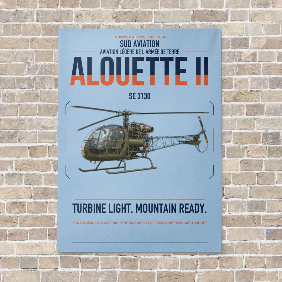 Sud Aviation SE 3130 Alouette II vertical canvas print - no frame - light blue background